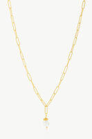 Reve Jewel Estelle Necklace - 18k Gold Plated, Freshwater Pearl Pendant, Gold Chain