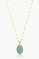 Reve Jewel Isabella Green Drop Stone Necklace - Gold, Green, Cercle, Chain, Stone