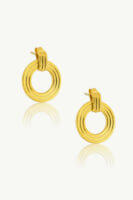 Reve Jewel Sarah Earrings - 18k Gold Plated or Vermeil, Unique circular pendant