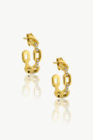 Reve Jewel Clara Hoops - 18K Gold Plated or Vermeil, Sparkling White Zircons Stones