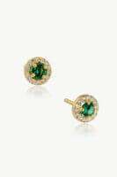 Reve Jewel Valetta Green Earrings - 18K Gold Plated or Vermeil, Zircons green and white stones
