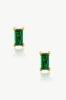 Reve Jewel Zoe Green Earrings - 18K Gold Plated or Vermeil, Green Zircons Stones