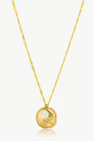 Reve Jewel Calanthe Necklace - Gold retro chain, Gold locker, White Baroque Pearl