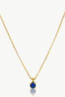 Reve Jewel Blue Zircon Necklace - Chain, Gold, Blue Navy, Stone