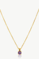 Reve Jewel Purple Zircon Necklace - Chain, Gold, Purple, Circle, Stone