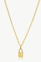 Reve Jewel Zelena Necklace - 18k Gold Plated or Vermeil, White zircons stones, Padlock with customizable name