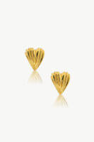 Reve Jewel Amoria Shell Earrings - 18K Gold Plated or Vermeil, combination of a heart shape and a textured shell pattern
