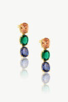 Reve Jewel Sparkling Breeze Earrings - 18K Gold Plated or Vermeil, Gem Necklace, Zircon stones: Orange, Green, Royal Blue