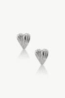 Reve Jewel Amoria Shell Silver Earrings - Sterling Silver 925, combination of a heart shape and a textured shell pattern