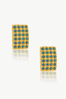 Reve Jewel Blue Hazel Earrings - 18k Gold Plated or Vermeil, Zircons blue stones, Square format