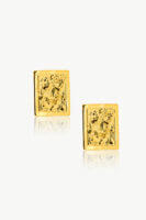 Reve Jewel Kendra Earrings - 18K Gold Plated or Vermeil, Molten texture, Contemporary design, Square format