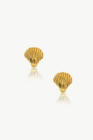 Reve Jewel Shelly Stud Earrings - 18K Gold Plated or Vermeil, Miniature seashell charm