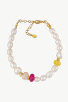 Heidi Bracelet - Pearls, Semi Precious Stones, Pink, Fuchsia, Yellow