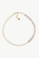 Reve Jewel Dusty Pink Necklace - White, Pink, Gold, Pearl