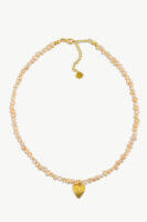 Reve Jewel Amoria Shell Pearl Necklace - Orange and white pearls, Shell pendant